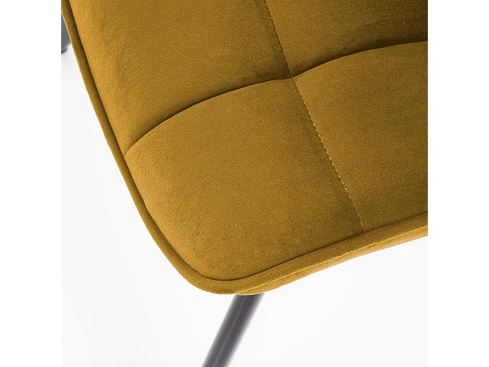 LIBERTY Silla contemporánea de terciopelo amarillo con patas de metal negro