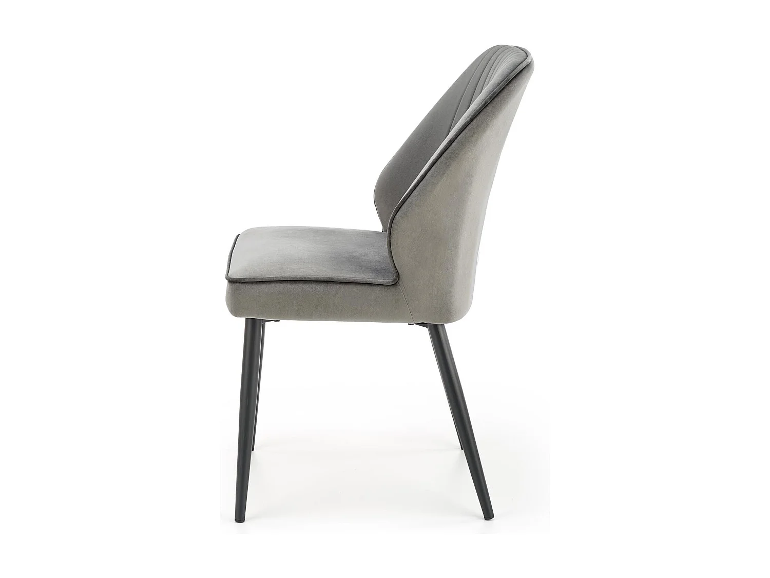 Sedia da pranzo in velluto grigio con gambe in metallo nero GALATEE