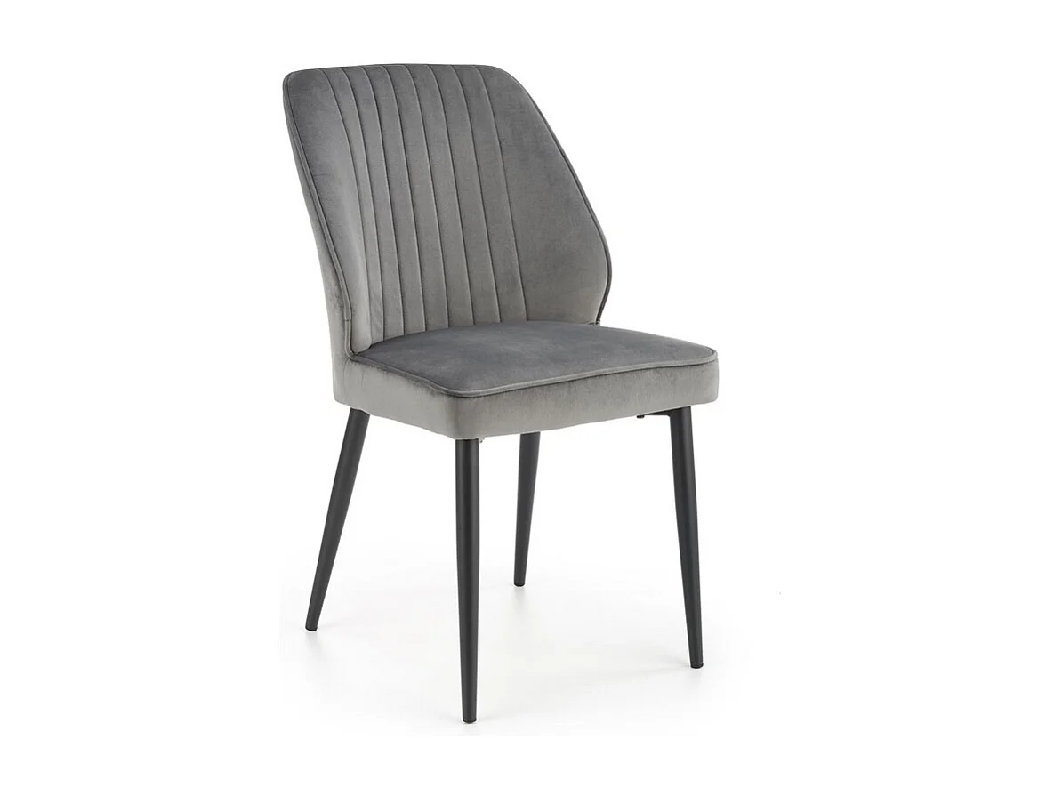 Chaise de salle à manger en velours gris avec pieds en métal noir GALATEE