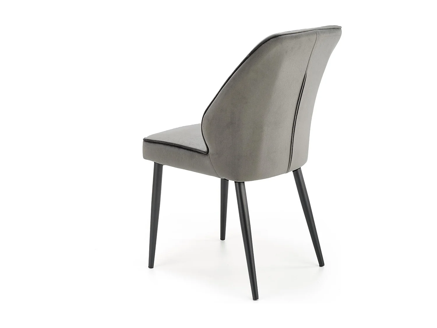 Chaise de salle à manger en velours gris avec pieds en métal noir GALATEE