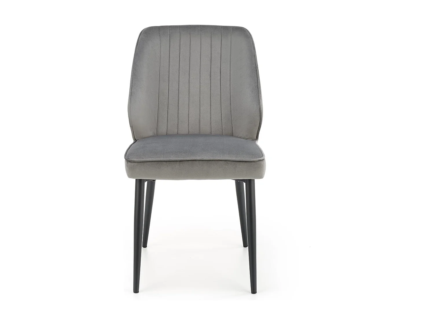 Chaise de salle à manger en velours gris avec pieds en métal noir GALATEE