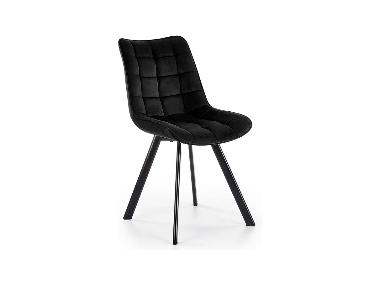 Chaise contemporaine en velours noir avec pieds en métal LIBERTY