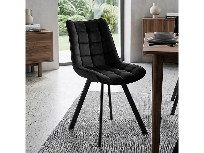 Chaise contemporaine en velours noir avec pieds en métal LIBERTY