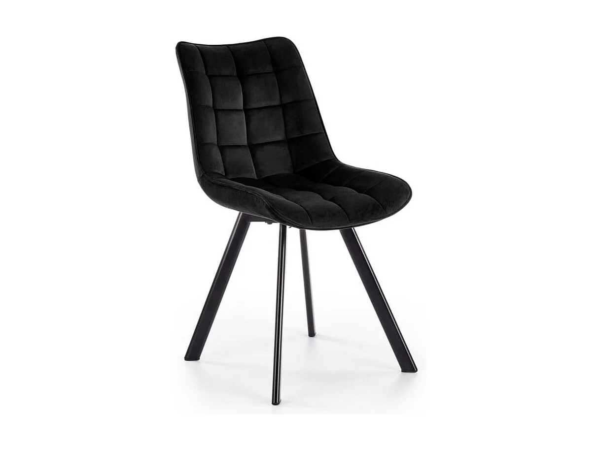 LIBERTY sedia contemporanea in velluto nero con gambe in metallo