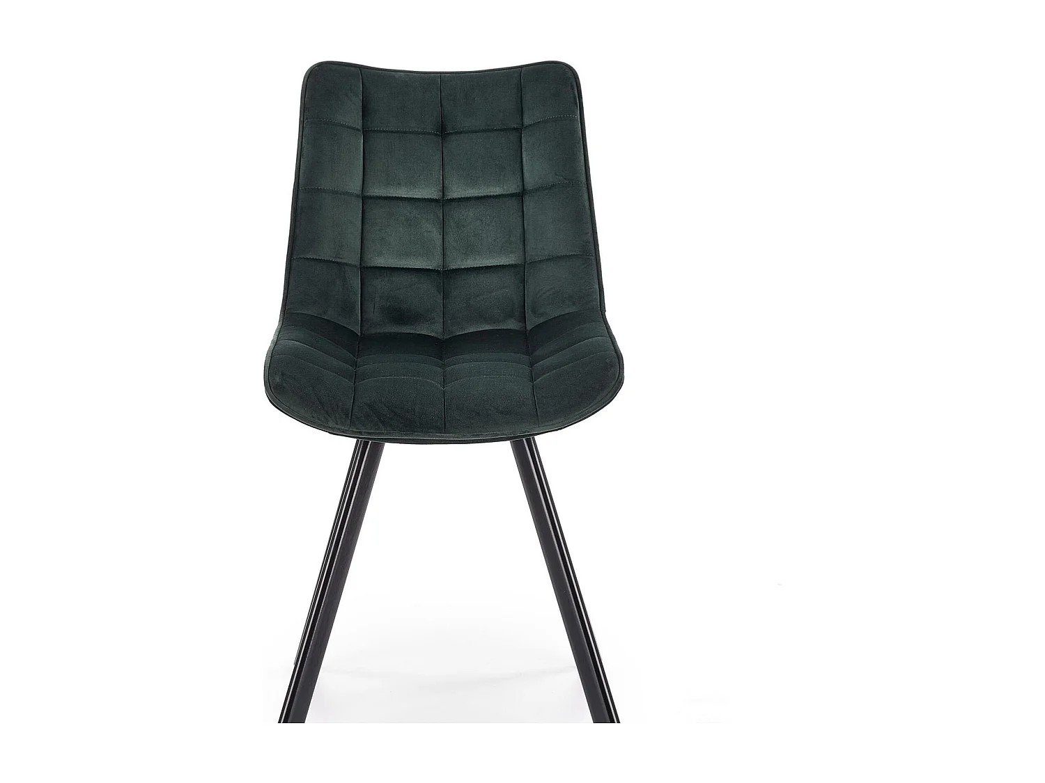 Sedia contemporanea LIBERTY in velluto verde scuro con gambe in metallo nero