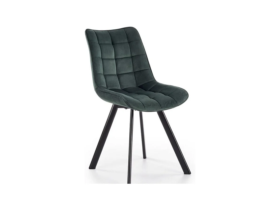 Chaise contemporaine en velours vert foncé avec pieds en métal noir LIBERTY