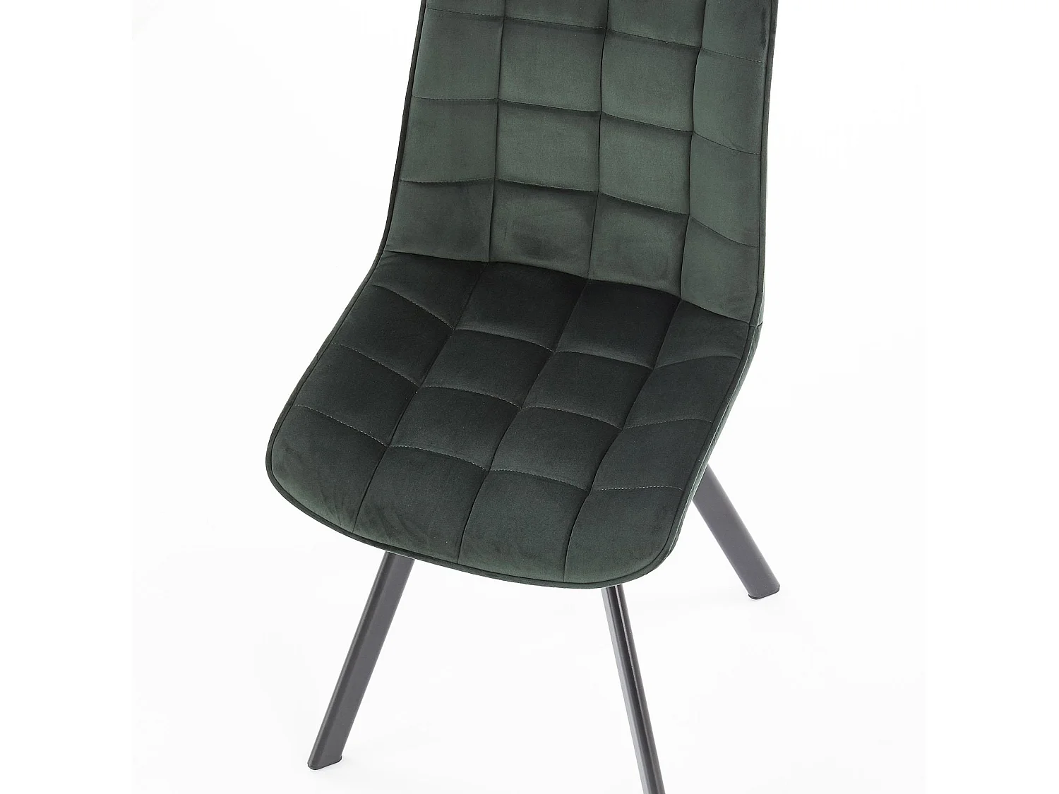 Silla contemporánea LIBERTY de terciopelo verde oscuro con patas de metal negro
