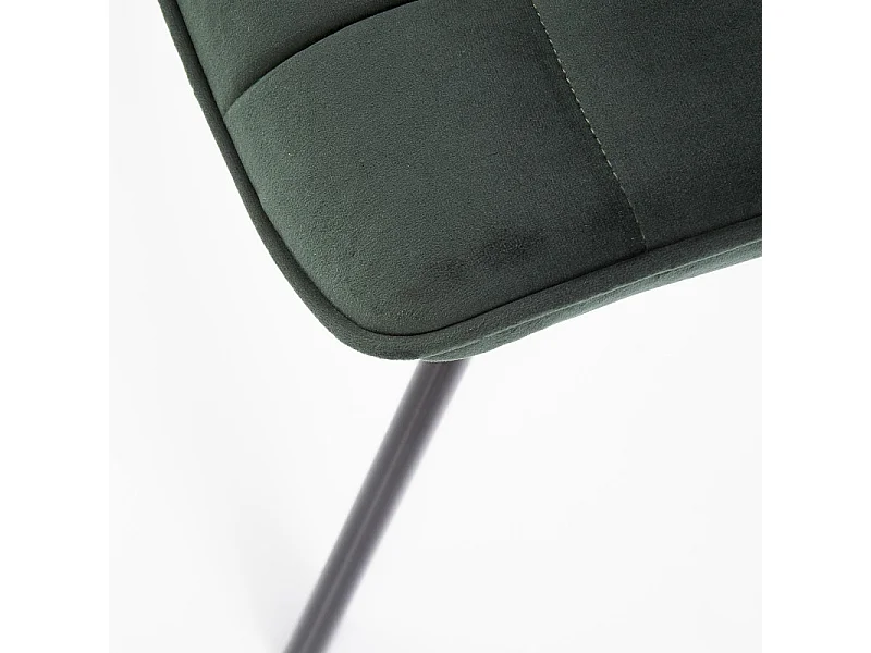 Silla contemporánea LIBERTY de terciopelo verde oscuro con patas de metal negro