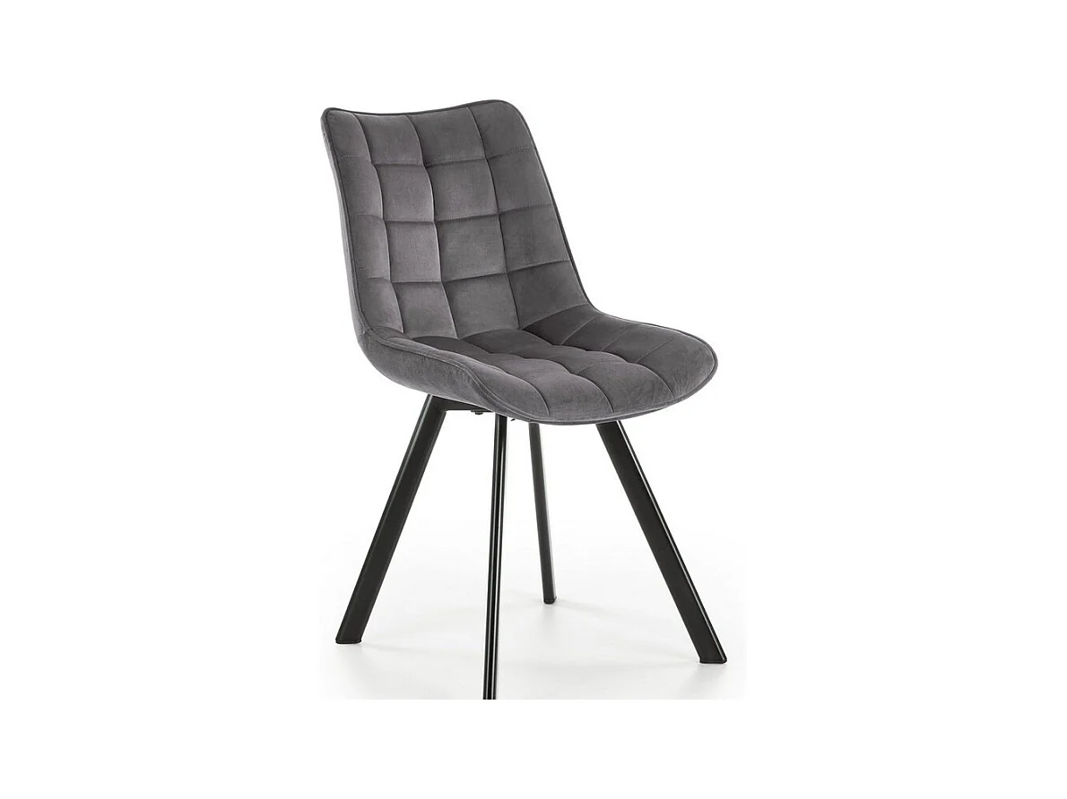 Chaise contemporaine en velours gris foncé avec pieds en métal noir LIBERTY
