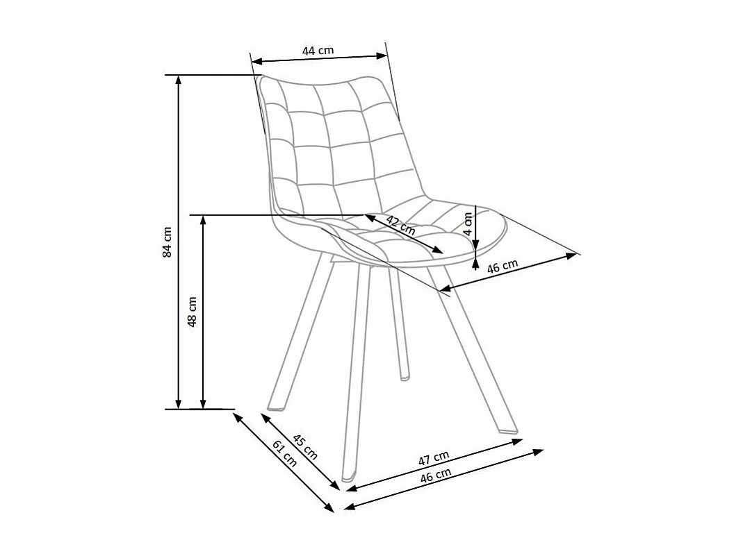 Silla contemporánea de terciopelo gris oscuro con patas de metal negro LIBERTY