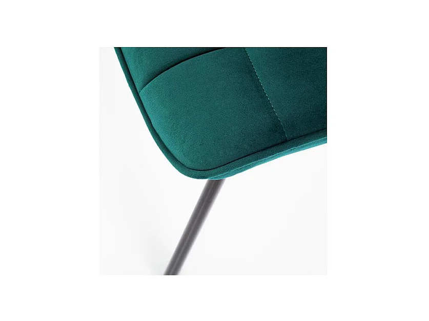 Silla Liberty de diseño en terciopelo turquesa con patas de metal negro