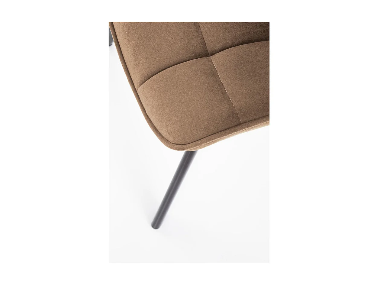 Chaise design velours beige pieds en métal noir Liberty