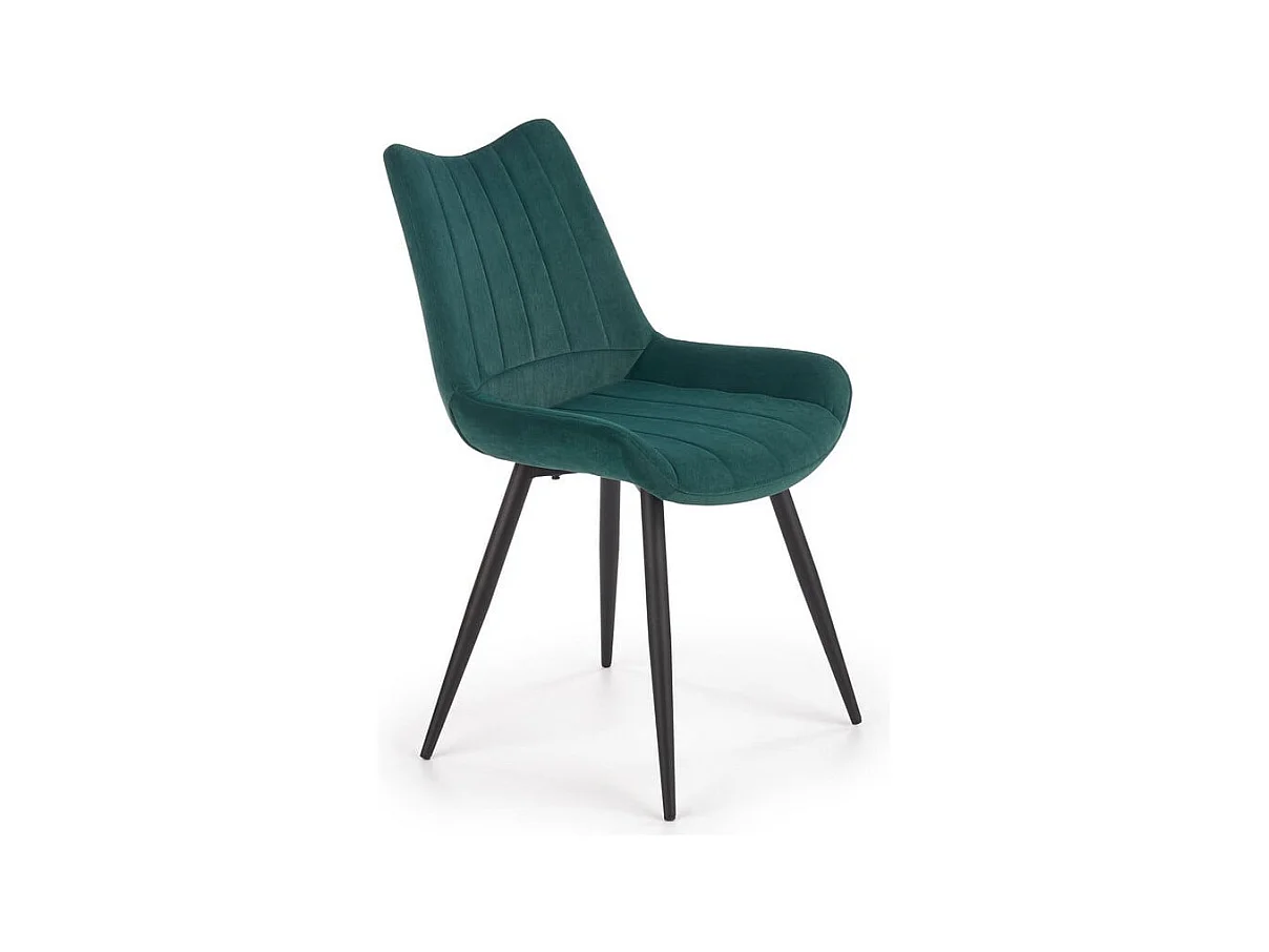 Chaise contemporaine en velours vert avec pieds design en acier noir OMEGA