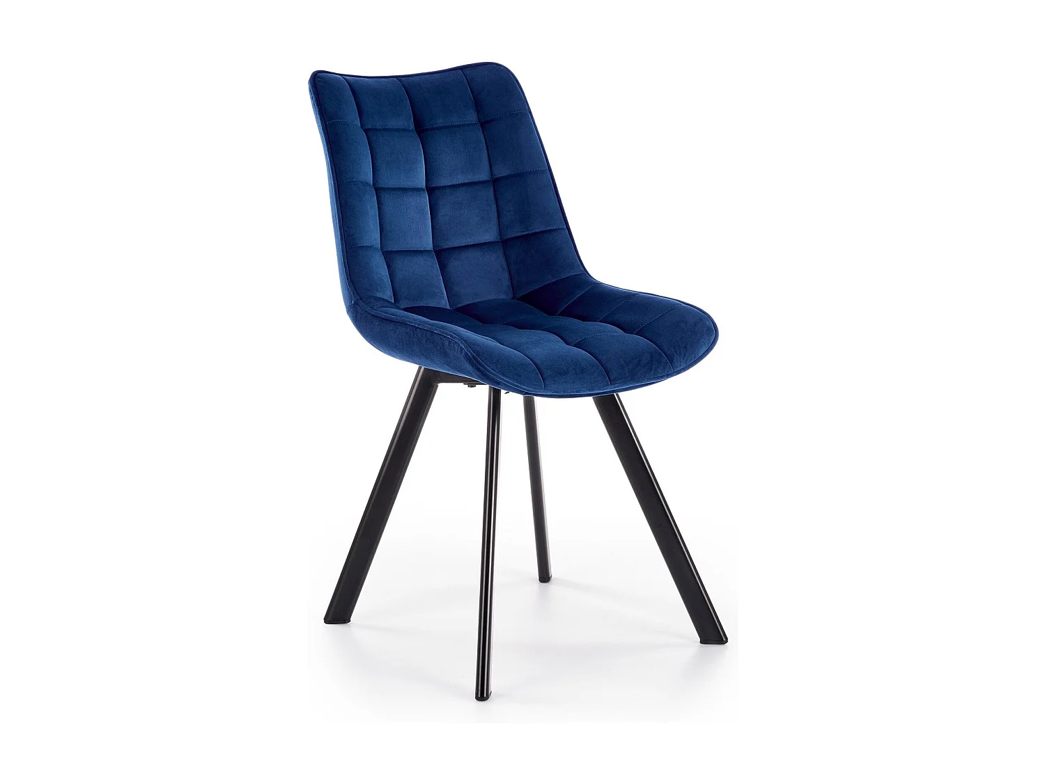 Sedia contemporanea LIBERTY in velluto blu con gambe in metallo nero