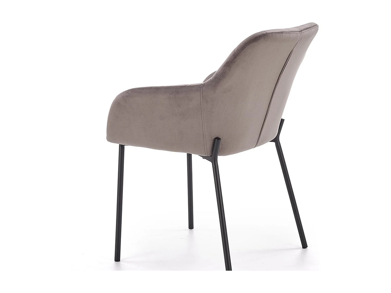 Silla contemporánea de terciopelo gris con patas de metal negro EDISON