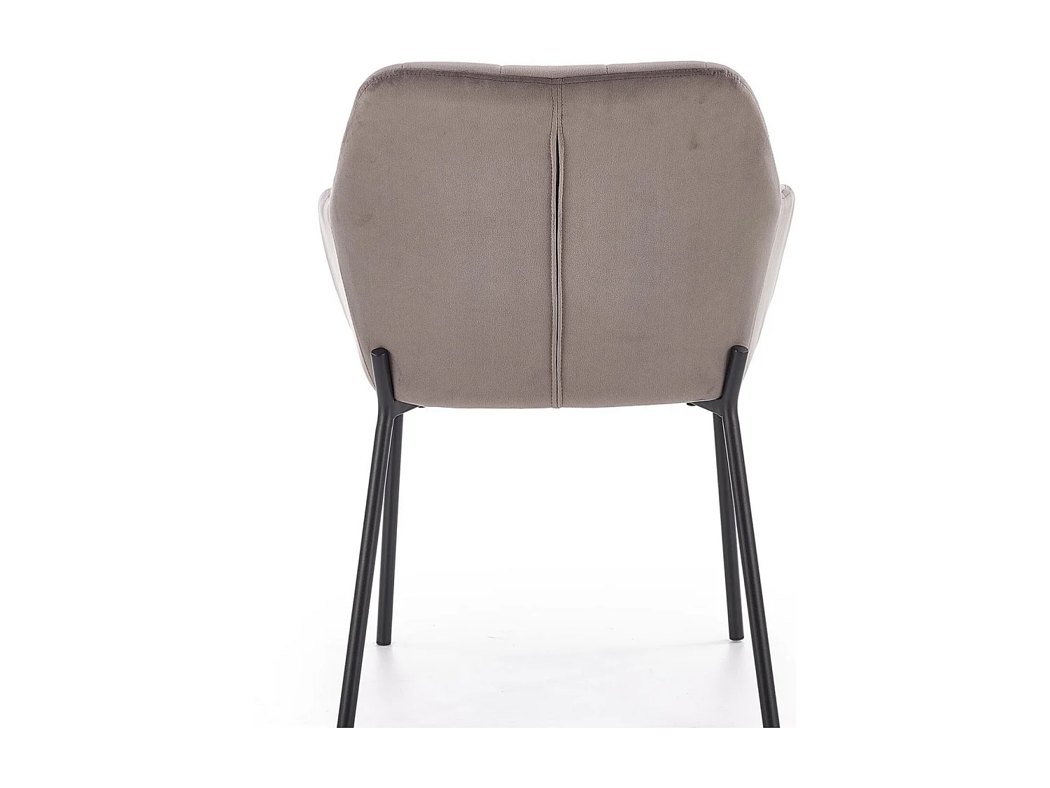 Silla contemporánea de terciopelo gris con patas de metal negro EDISON