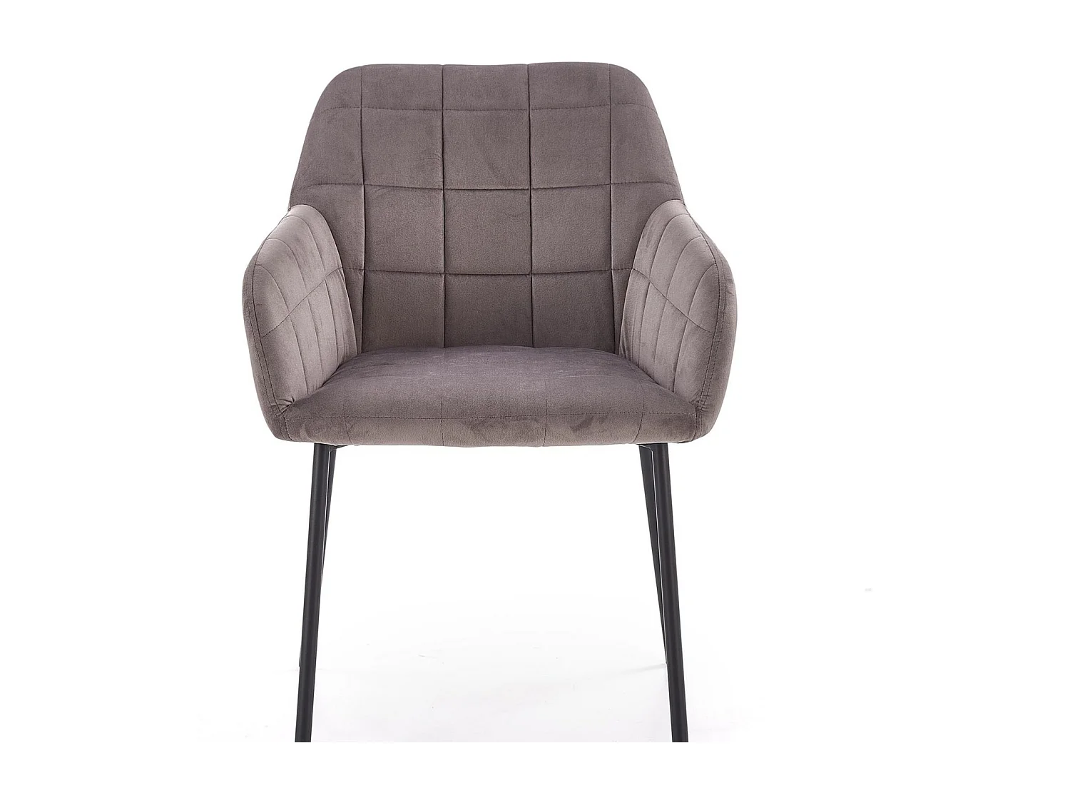 Chaise contemporaine en velours gris avec pieds en métal noir EDISON