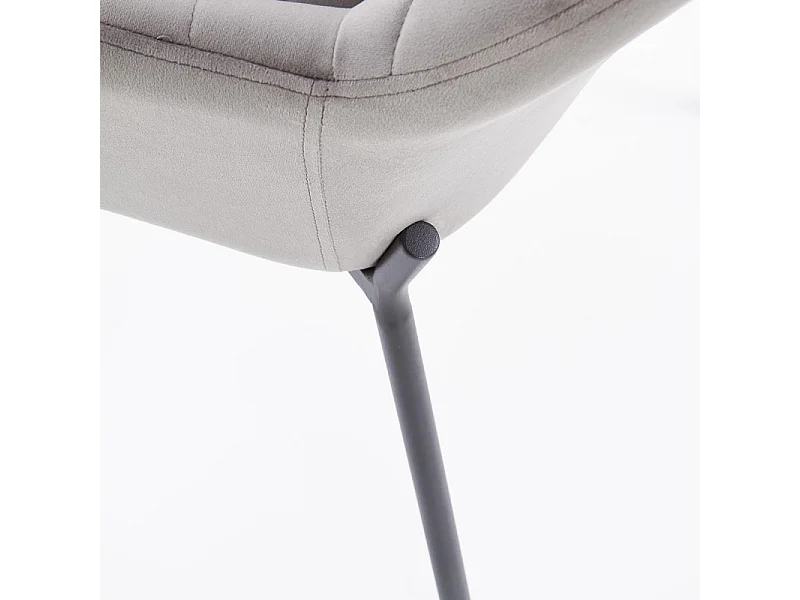 Chaise contemporaine en velours gris avec pieds en métal noir EDISON