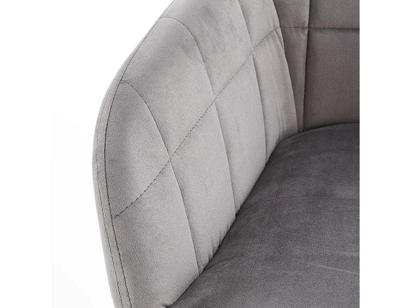 Chaise contemporaine en velours gris avec pieds en métal noir EDISON