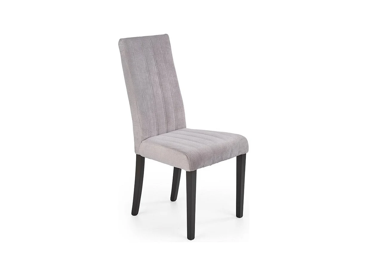 Chaise de salle à manger en velours gris avec pieds en bois de hêtre massif peints en noir BEECH