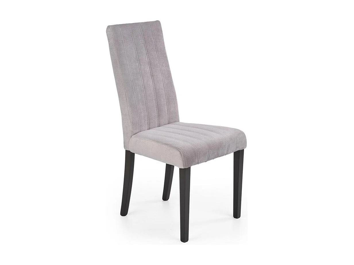 Silla de comedor de terciopelo gris con patas de madera maciza de haya pintada de negro HAYA