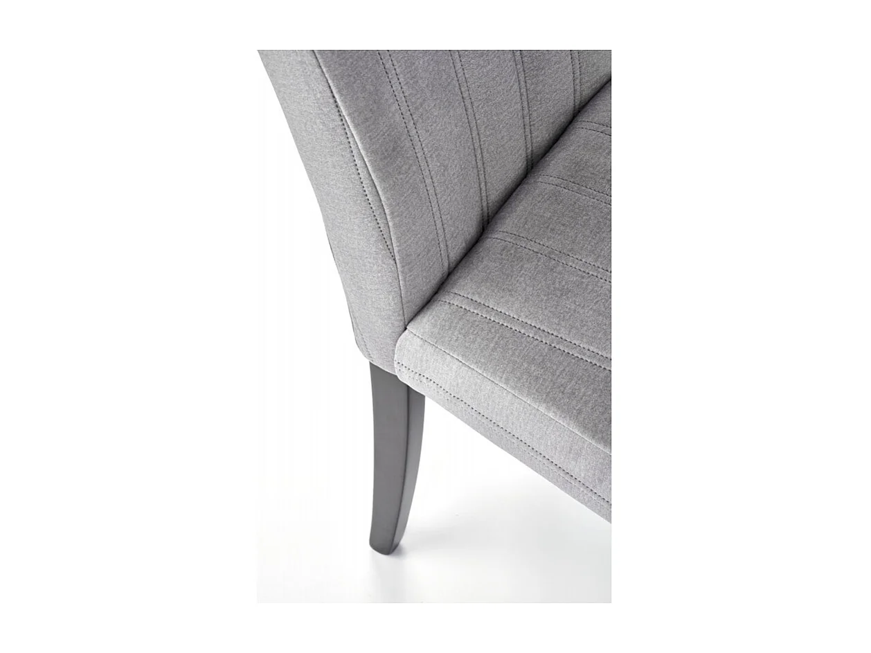 Silla de comedor de terciopelo gris con patas de madera maciza de haya pintada de negro HAYA