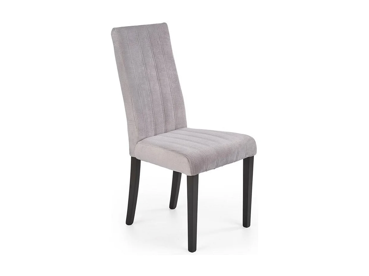 Chaise de salle à manger en velours gris avec pieds en bois de hêtre massif peints en noir BEECH
