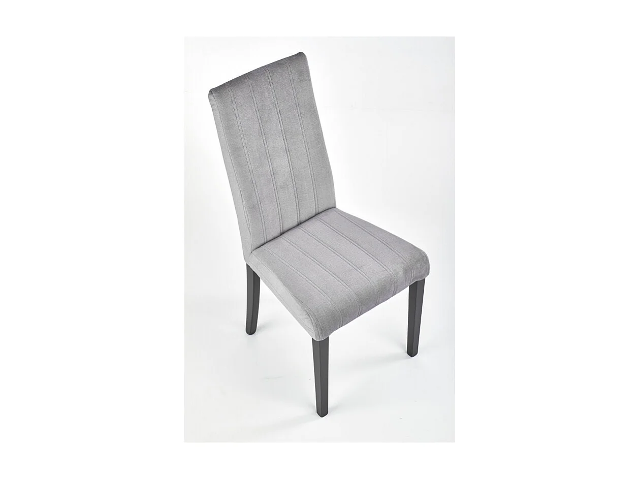 Chaise de salle à manger en velours gris avec pieds en bois de hêtre massif peints en noir BEECH