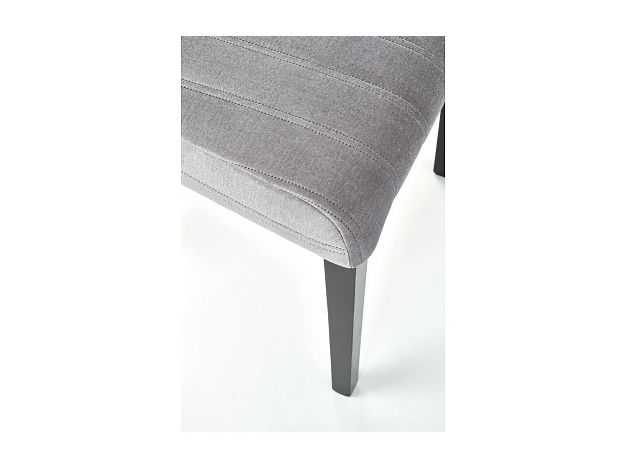 Chaise de salle à manger en velours gris avec pieds en bois de hêtre massif peints en noir BEECH