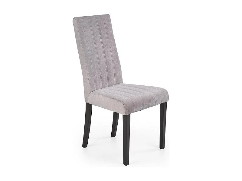 Chaise de salle à manger en velours gris avec pieds en bois de hêtre massif peints en noir BEECH