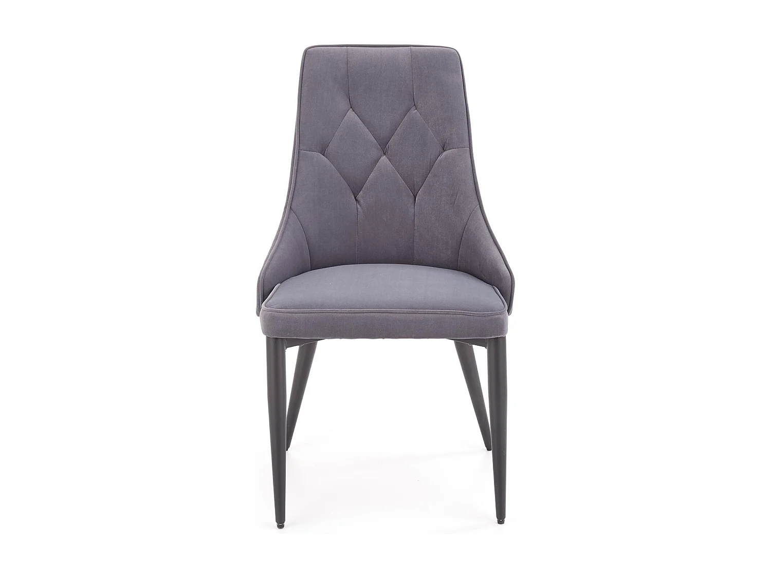 Sedia in velluto grigio scuro con schienale imbottito e gambe in acciaio nero COSMOS