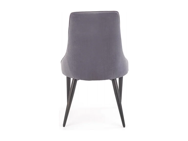 Sedia in velluto grigio scuro con schienale imbottito e gambe in acciaio nero COSMOS