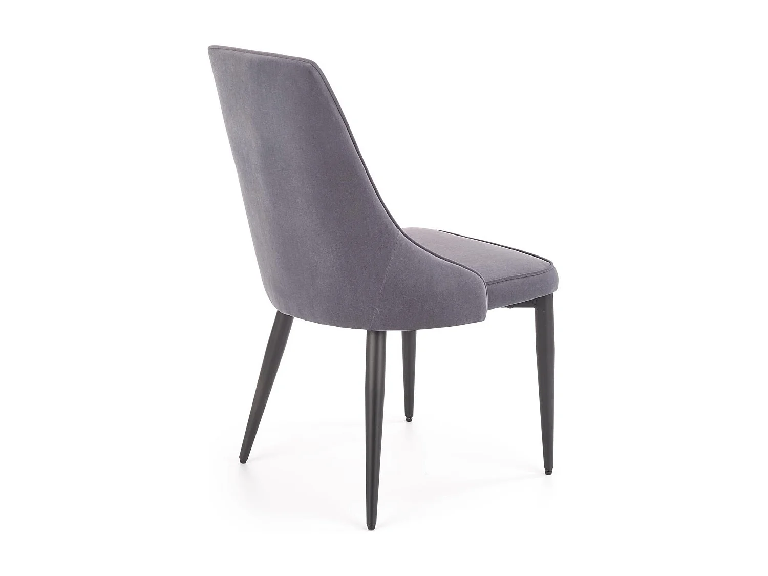 Chaise en velours gris foncé avec dossier matelassé et pieds en acier noir COSMOS