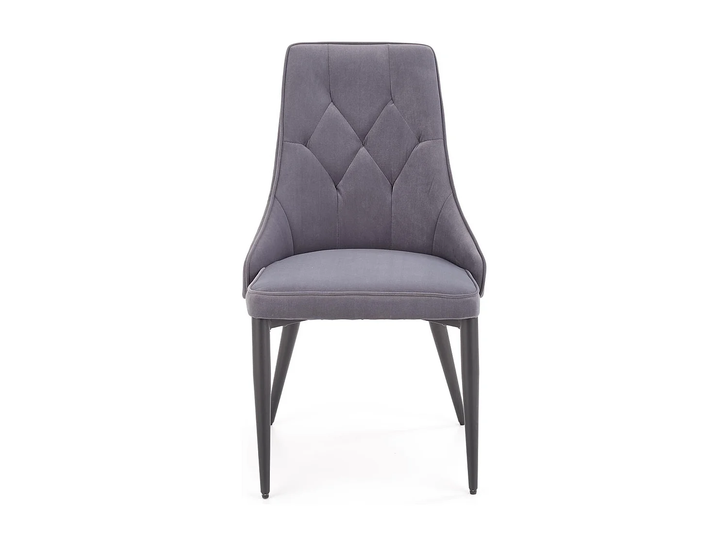 Chaise en velours gris foncé avec dossier matelassé et pieds en acier noir COSMOS