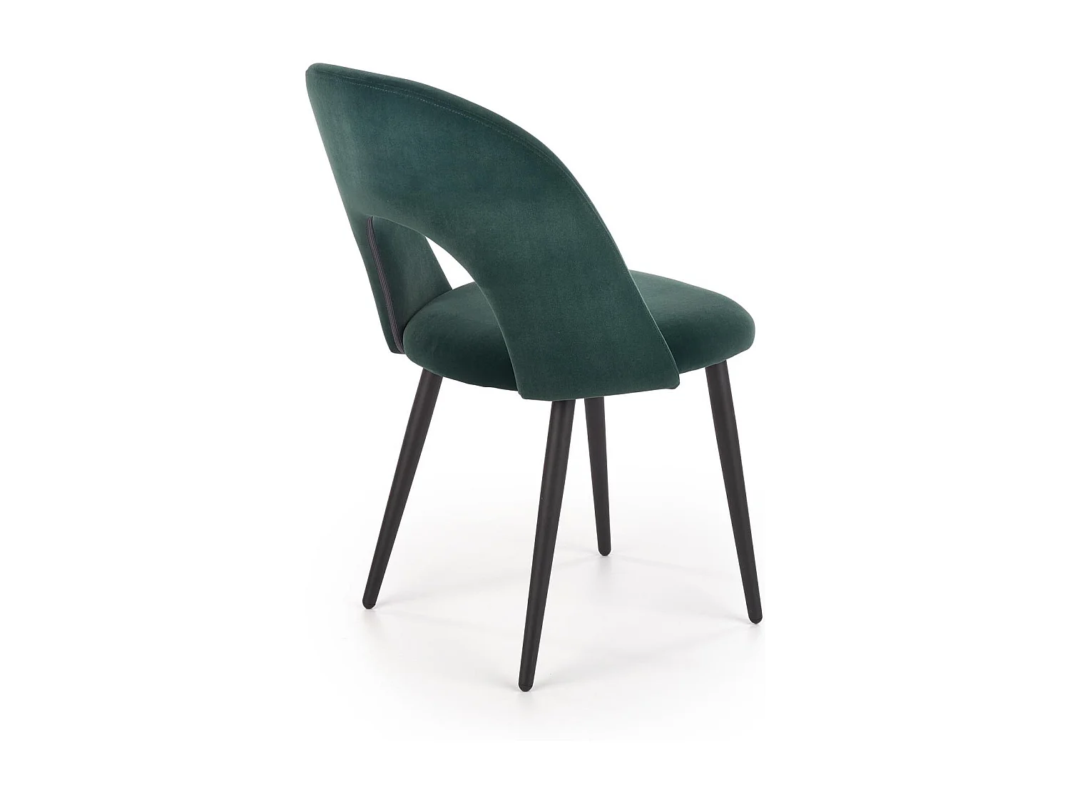 Sedia moderna CLEAR in velluto verde scuro con gambe in acciaio nero