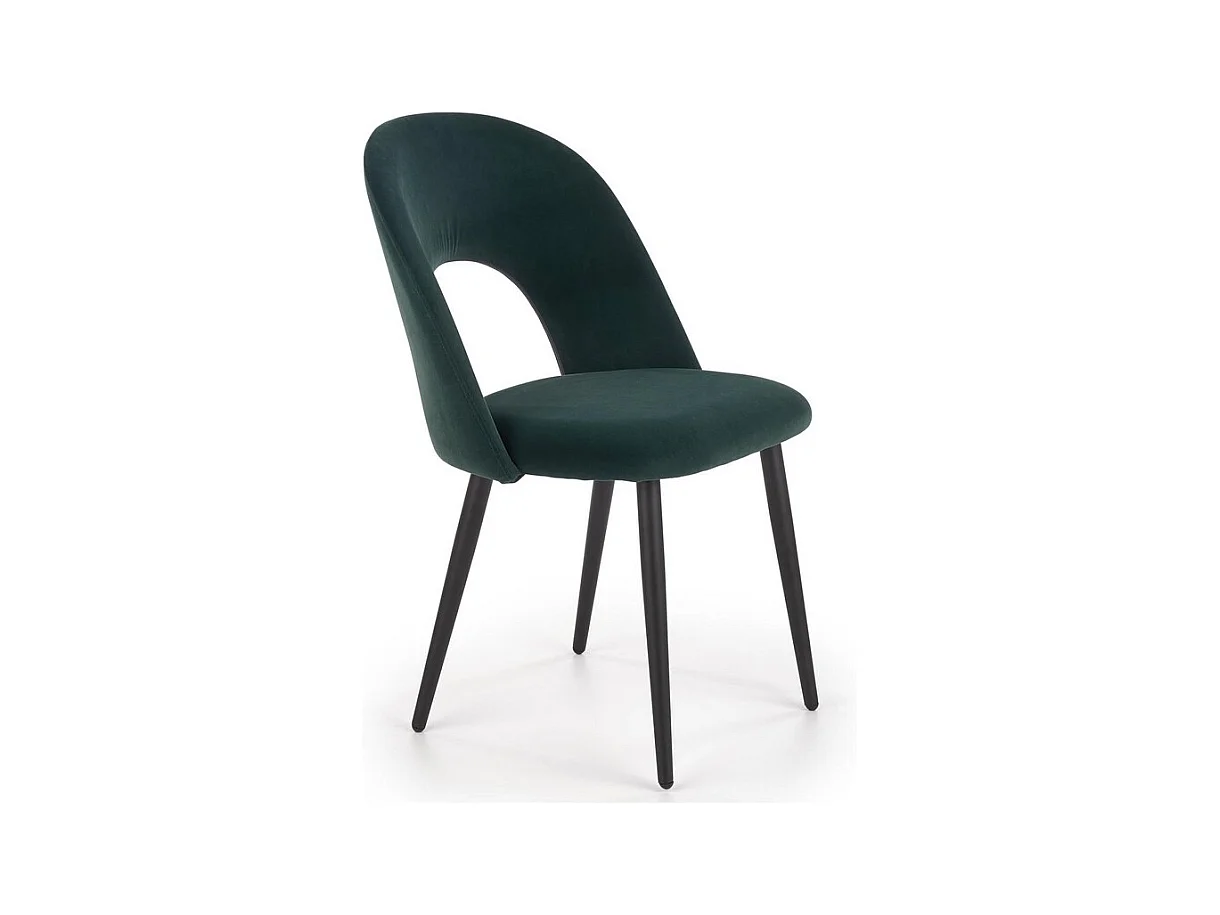 Chaise moderne en velours vert foncé avec pieds en acier noir CLEAR