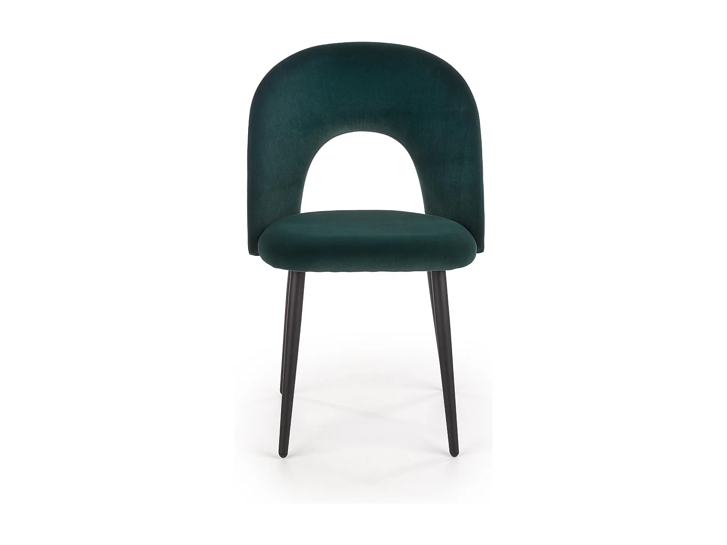 Sedia moderna CLEAR in velluto verde scuro con gambe in acciaio nero