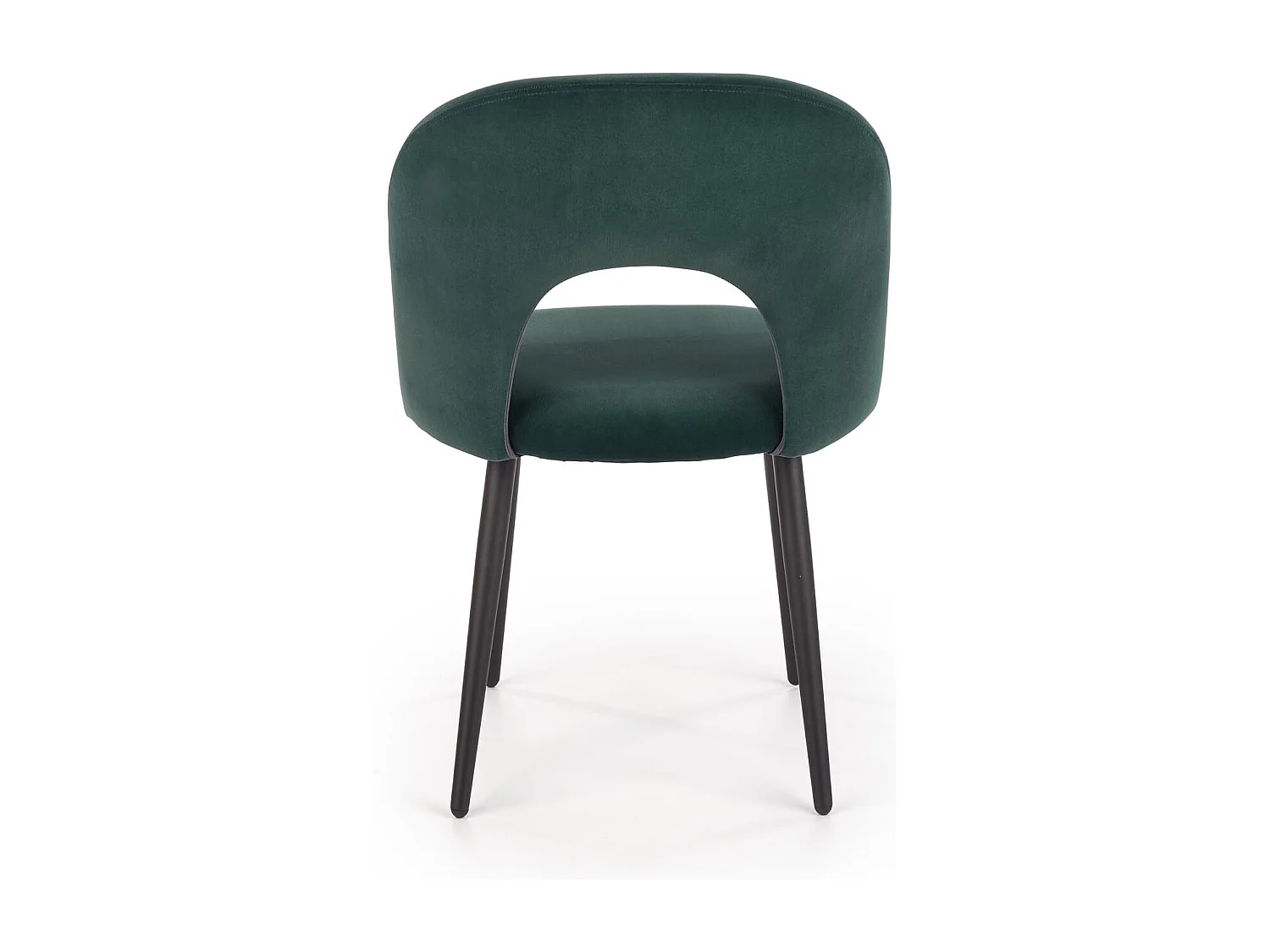 Sedia moderna CLEAR in velluto verde scuro con gambe in acciaio nero