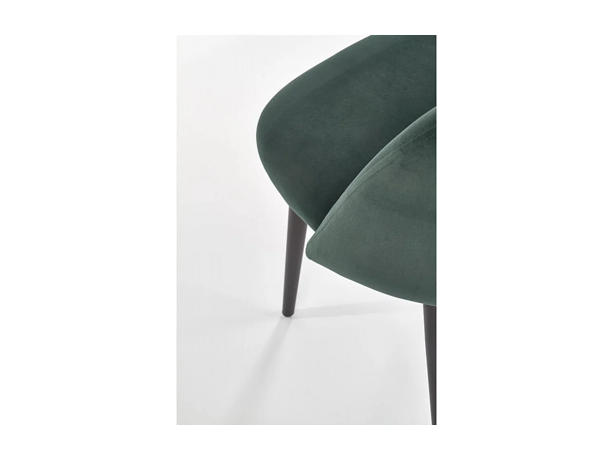 Sedia moderna CLEAR in velluto verde scuro con gambe in acciaio nero