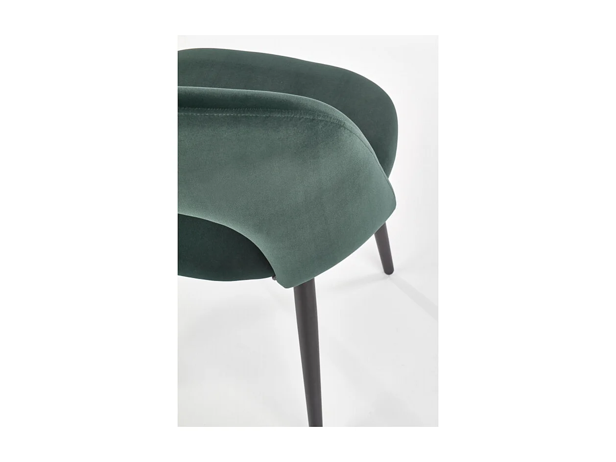 Sedia moderna CLEAR in velluto verde scuro con gambe in acciaio nero