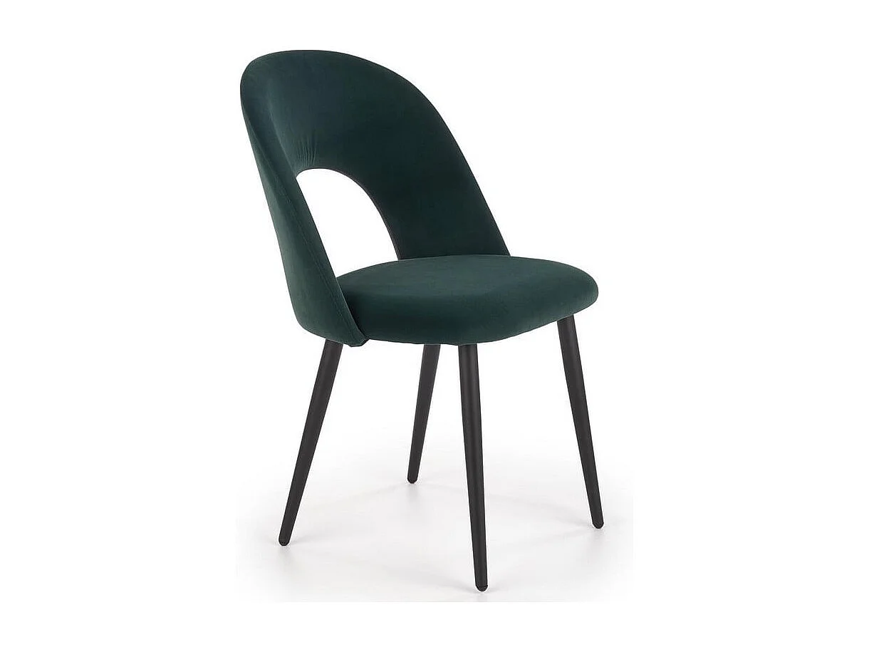Chaise moderne en velours vert foncé avec pieds en acier noir CLEAR