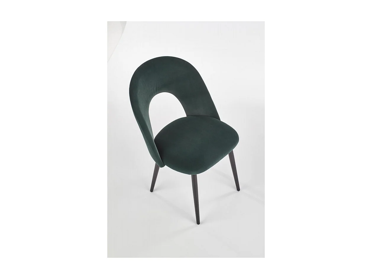Chaise moderne en velours vert foncé avec pieds en acier noir CLEAR