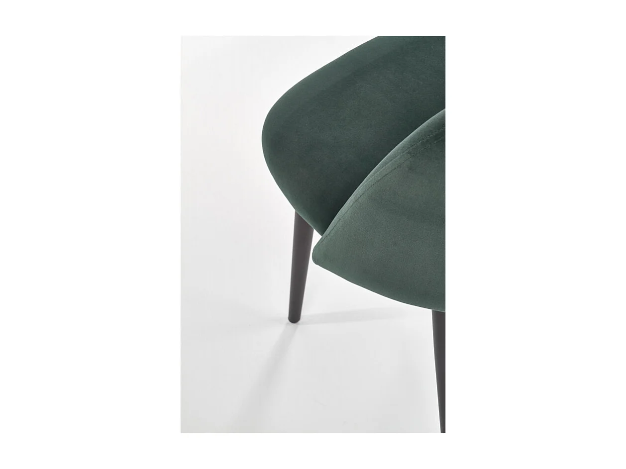 Chaise moderne en velours vert foncé avec pieds en acier noir CLEAR