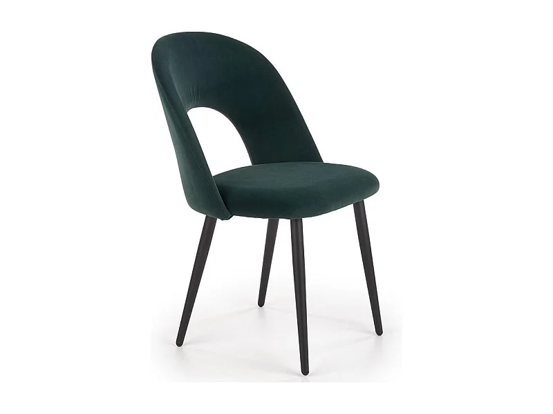 Chaise moderne en velours vert foncé avec pieds en acier noir CLEAR