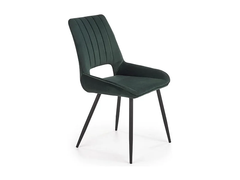 Silla de comedor contemporánea de terciopelo verde oscuro con patas de metal negro CLOUD