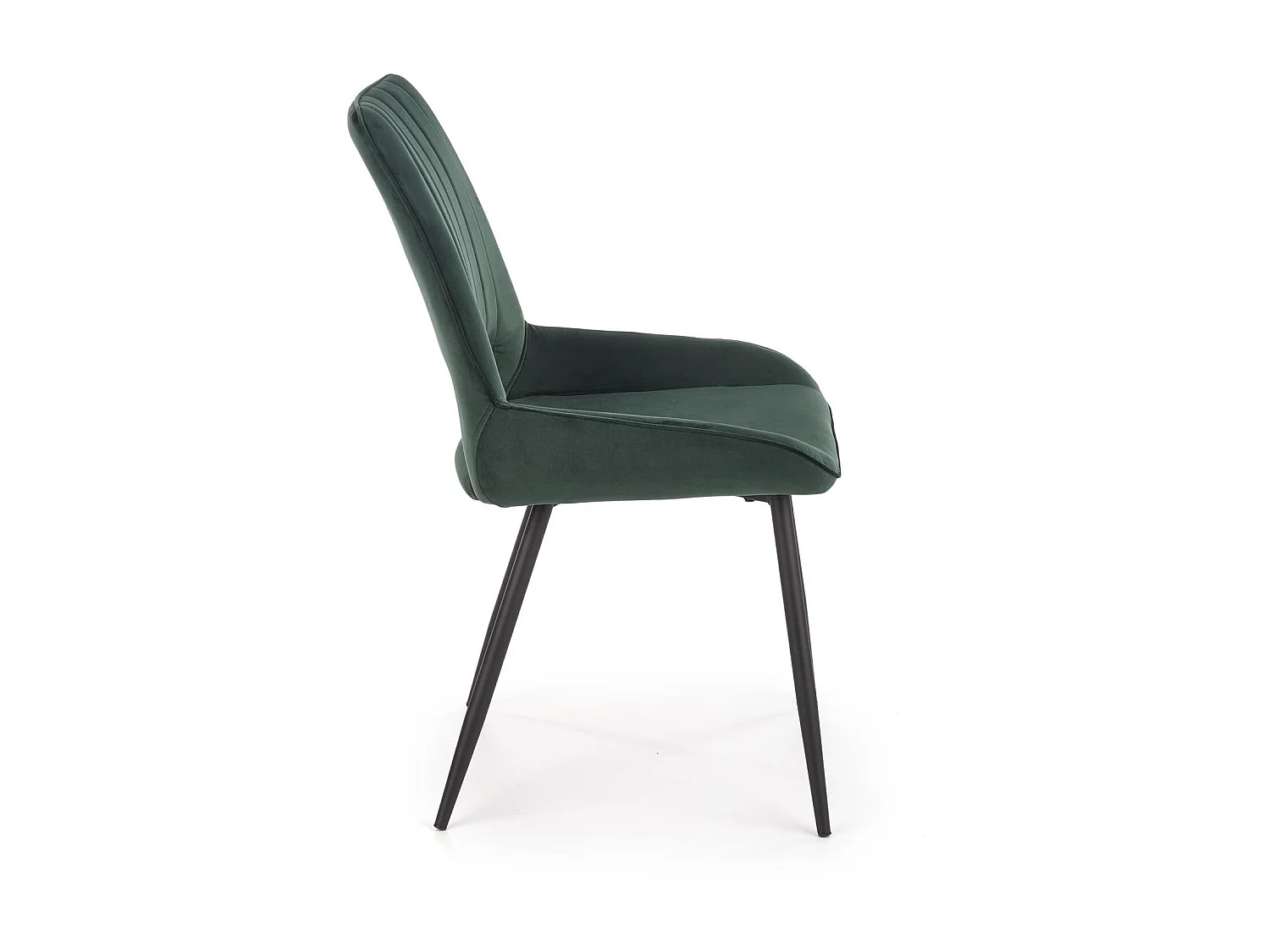 Silla de comedor contemporánea de terciopelo verde oscuro con patas de metal negro CLOUD