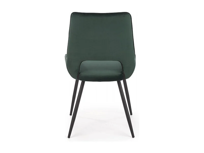 Silla de comedor contemporánea de terciopelo verde oscuro con patas de metal negro CLOUD