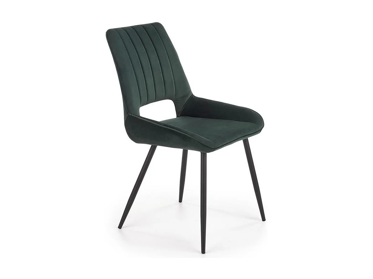 Silla de comedor contemporánea de terciopelo verde oscuro con patas de metal negro CLOUD