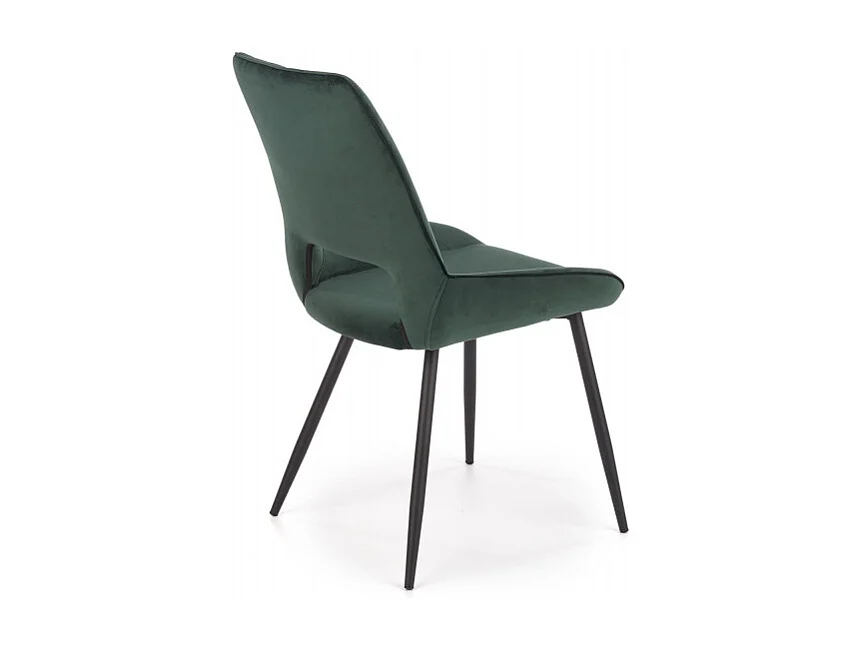 Silla de comedor contemporánea de terciopelo verde oscuro con patas de metal negro CLOUD