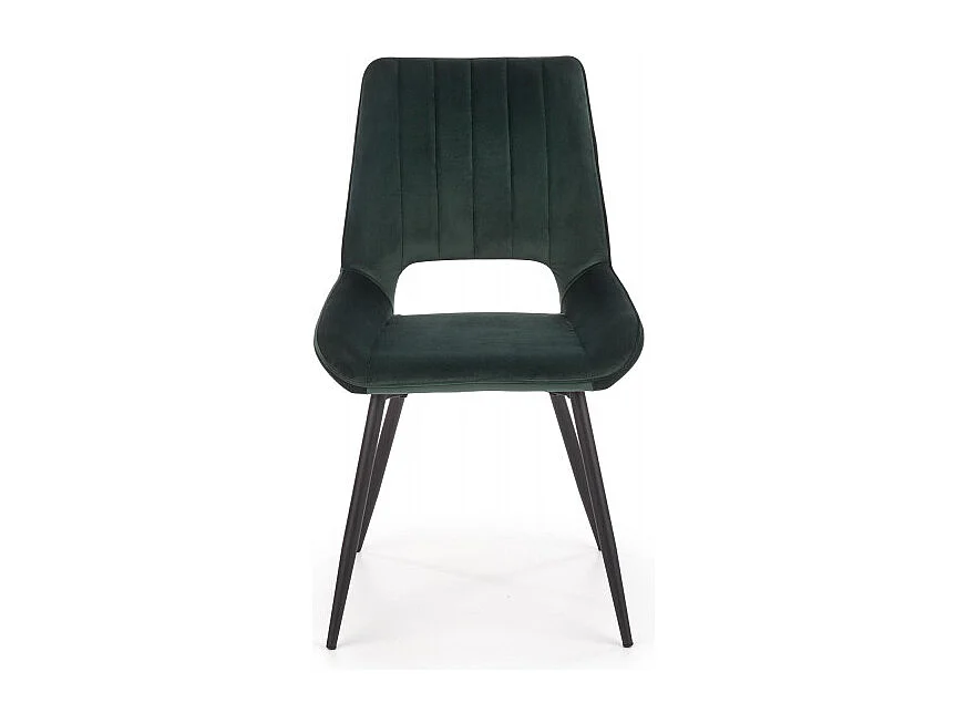 Silla de comedor contemporánea de terciopelo verde oscuro con patas de metal negro CLOUD
